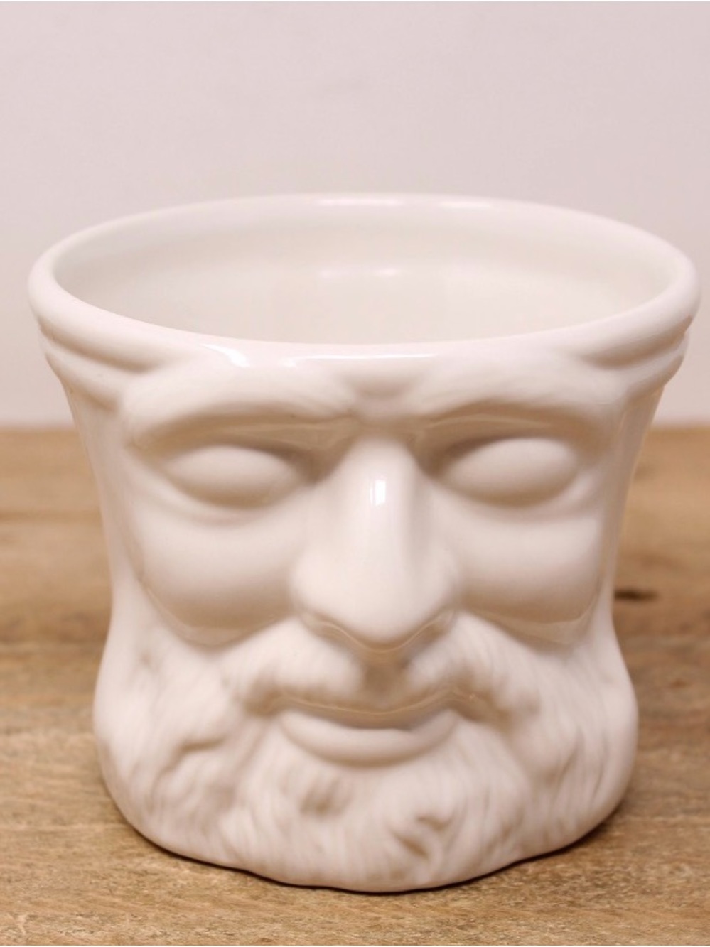 4" White Ceramic Molded Face Handled BURT'S BEES Shaving Mug